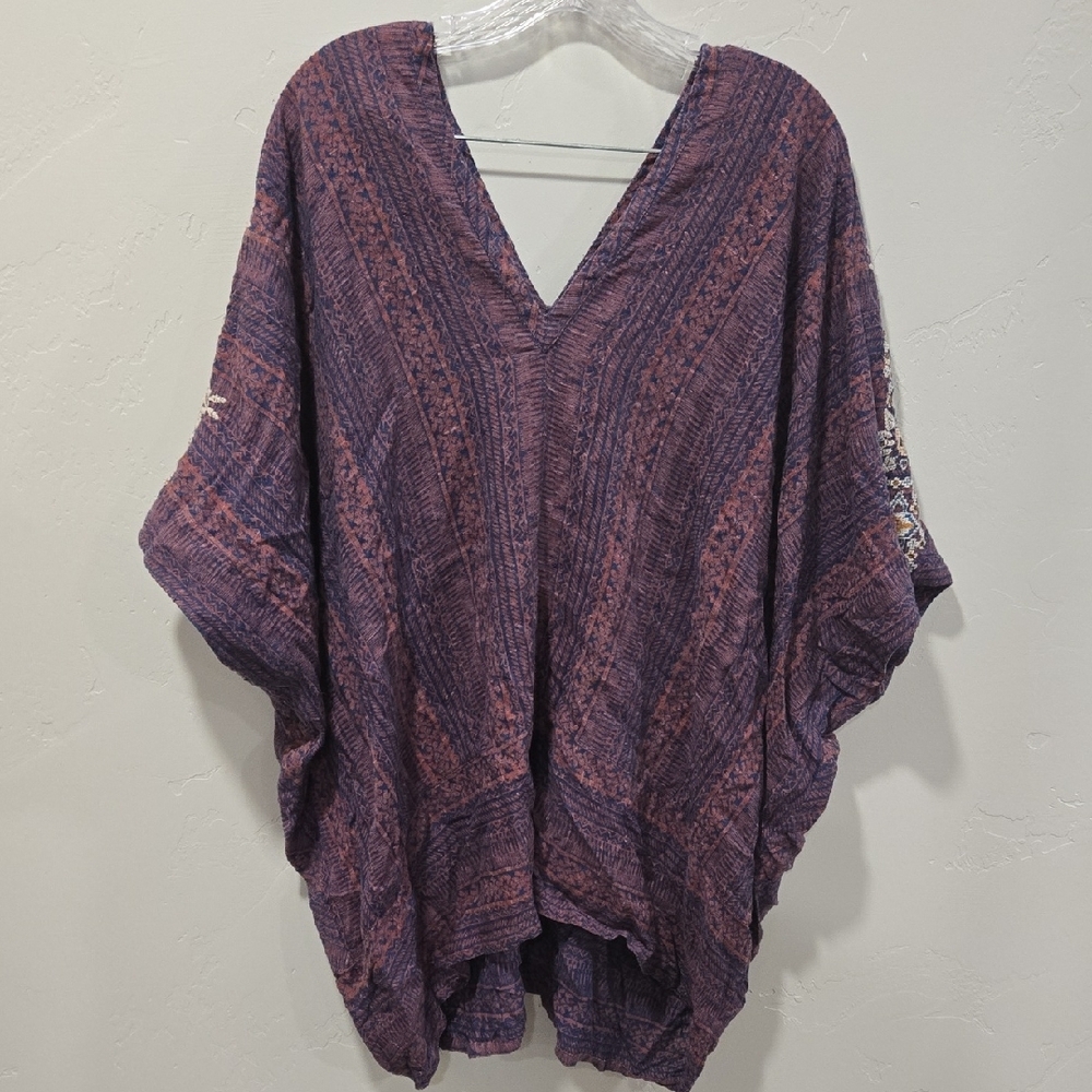 Free People Blue and Pink Knit Top